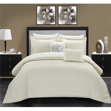 Chic Home BCS16218-BIB-US Hadley Comforter Set - Queen Size- Beige - 9 Piece